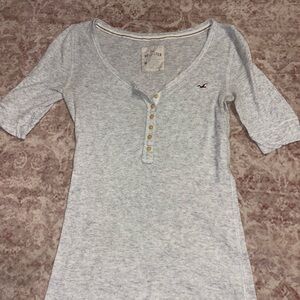 Y2K Hollister Women's Gray Henley Top